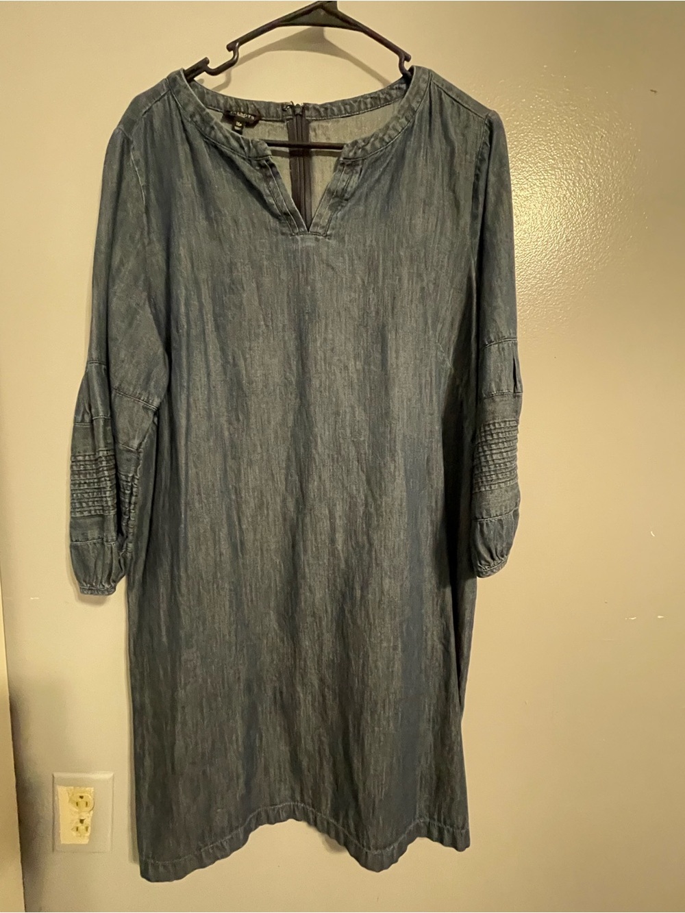 Talbots Denim-Style Long Sleeve Shift Dress
